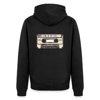 Vintage Cassette - Le temps de ma vie - Veste à capuche bio Premium Unisexe - noir - Dos - Nico (187cm)