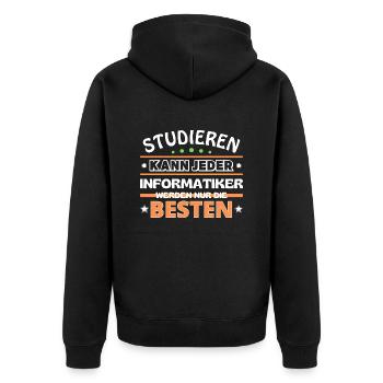 Studieren kann jeder Informatiker sind die Besten - Unisex Premium Bio Zip Hoodie - Schwarz - Hinten - Nico (187cm)