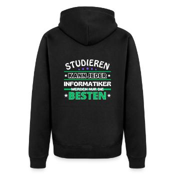 Studieren kann jeder Informatiker sind die Besten - Unisex Premium Bio Zip Hoodie - Schwarz - Hinten - Nico (187cm)