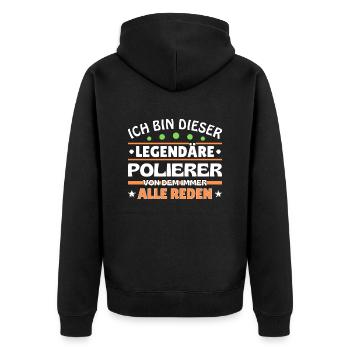 Ich bin dieser legendäre Polierer - Unisex Premium Bio Zip Hoodie - Schwarz - Hinten - Nico (187cm)