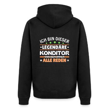 Ich bin dieser legendäre Konditor - Unisex Premium Bio Zip Hoodie - Schwarz - Hinten - Nico (187cm)