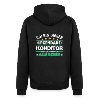 Ich bin dieser legendäre Konditor - Unisex Premium Bio Zip Hoodie - Schwarz - Hinten - Nico (187cm)