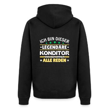 Ich bin dieser legendäre Konditor - Unisex Premium Bio Zip Hoodie - Schwarz - Hinten - Nico (187cm)