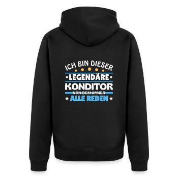 Ich bin dieser legendäre Konditor - Unisex Premium Bio Zip Hoodie - Schwarz - Hinten - Nico (187cm)