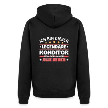 Ich bin dieser legendäre Konditor - Unisex Premium Bio Zip Hoodie - Schwarz - Hinten - Nico (187cm)