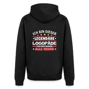 Ich bin dieser Logopäde - Unisex Premium Bio Zip Hoodie - Schwarz - Hinten - Nico (187cm)