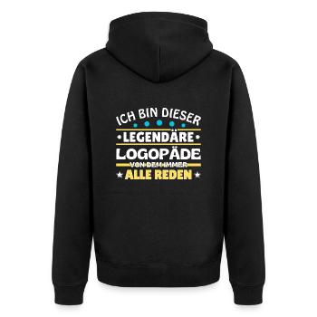 Ich bin dieser legendäre Logopäde - Unisex Premium Bio Zip Hoodie - Schwarz - Hinten - Nico (187cm)