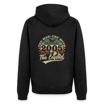 2005 Vintage anniversaire homme mythe légende - Veste à capuche bio Premium Unisexe - noir - Dos - Nico (187cm)