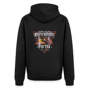 1974 Jahrgang geboren Vintage Geburtstag Geschenk - Unisex Premium Bio Zip Hoodie - Schwarz - Hinten - Nico (187cm)
