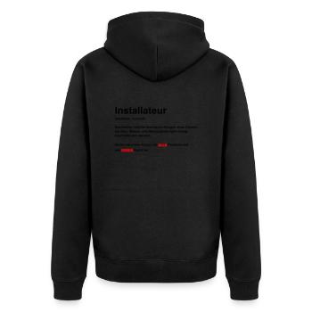 Installateur Anlagenmechaniker - Unisex Premium Bio Zip Hoodie - Schwarz - Hinten - Nico (187cm)