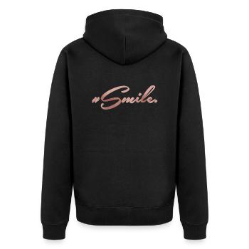 smile - Unisex Premium Bio Zip Hoodie - Schwarz - Hinten - Nico (187cm)