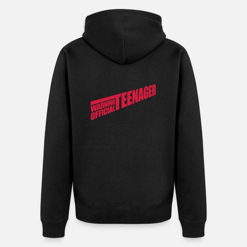 avertissement citation officielle d’adolescent - Veste à capuche bio Premium Unisexe - noir