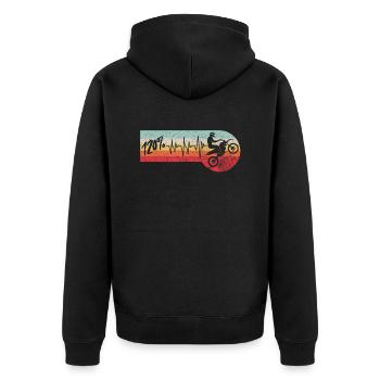 Motorcycle Heartbeat Motocross Enduro Biker ECG - Unisex Premium Organic Zip Hoodie - black - Back - Nico (187cm)