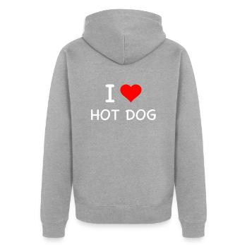 Hot dog - Veste à capuche bio Premium Unisexe - gris chiné - Dos - Nico (187cm)