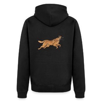 Malinois Belgian Shepherd Mechelaar Dog - Unisex Premium Organic Zip Hoodie - black - Back - Nico (187cm)