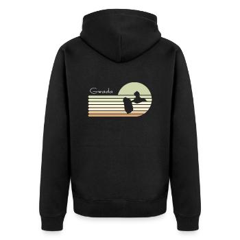 Schöne Geschenkidee Karte von guadeloupe 971 gwada - Unisex Premium Bio Zip Hoodie - Schwarz - Hinten - Nico (187cm)