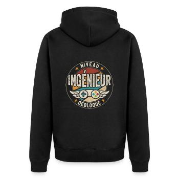 Niveau Ingénieur débloqué Futur Ingénieur - Veste à capuche bio Premium Unisexe - noir - Dos - Nico (187cm)