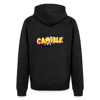 Camille Nom personnalisé Style BD Pop Art, - Veste à capuche bio Premium Unisexe - noir - Dos - Nico (187cm)