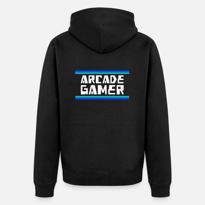 Arcade Gamer RetroGaming Bleu - Veste à capuche bio Premium Unisexe - noir