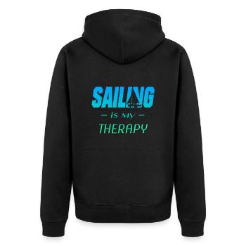 Segeln Sailing Sail - Unisex Premium Bio Zip Hoodie - Schwarz - Hinten - Nico (187cm)