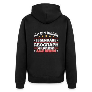 Ich bin dieser legendäre Geograph - Unisex Premium Bio Zip Hoodie - Schwarz - Hinten - Nico (187cm)