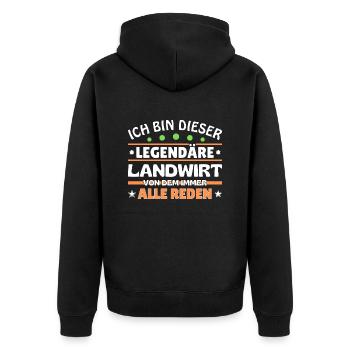 Ich bin dieser legendäre Landwirt - Unisex Premium Bio Zip Hoodie - Schwarz - Hinten - Nico (187cm)