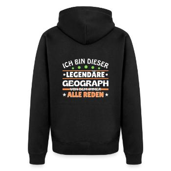 Ich bin dieser legendäre Geograph - Unisex Premium Bio Zip Hoodie - Schwarz - Hinten - Nico (187cm)
