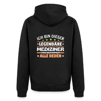Ich bin dieser legendäre Mediziner - Unisex Premium Bio Zip Hoodie - Schwarz - Hinten - Nico (187cm)