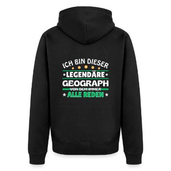 Ich bin dieser legendäre Geograph - Unisex Premium Bio Zip Hoodie - Schwarz - Hinten - Nico (187cm)