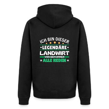 Ich bin dieser legendäre Landwirt - Unisex Premium Bio Zip Hoodie - Schwarz - Hinten - Nico (187cm)