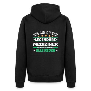 Ich bin dieser legendäre Mediziner - Unisex Premium Bio Zip Hoodie - Schwarz - Hinten - Nico (187cm)