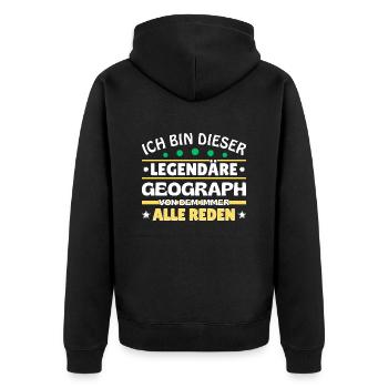 Ich bin dieser legendäre Geograph - Unisex Premium Bio Zip Hoodie - Schwarz - Hinten - Nico (187cm)