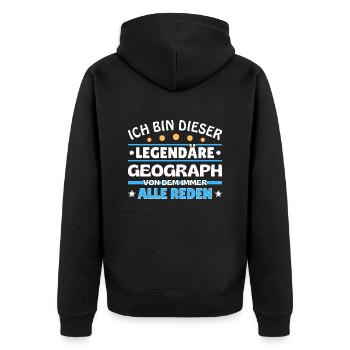 Ich bin dieser legendäre Geograph - Unisex Premium Bio Zip Hoodie - Schwarz - Hinten - Nico (187cm)