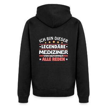 Ich bin dieser legendäre Mediziner - Unisex Premium Bio Zip Hoodie - Schwarz - Hinten - Nico (187cm)