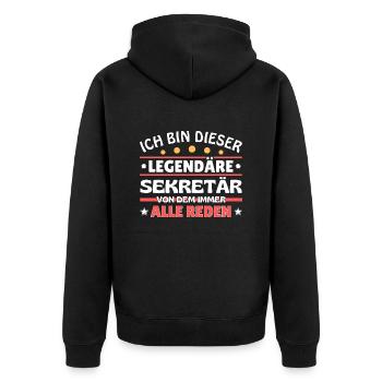 Ich bin dieser legendäre Sekretär - Unisex Premium Bio Zip Hoodie - Schwarz - Hinten - Nico (187cm)