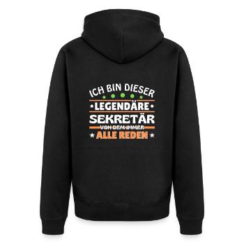 Ich bin dieser legendäre Sekretär - Unisex Premium Bio Zip Hoodie - Schwarz - Hinten - Nico (187cm)