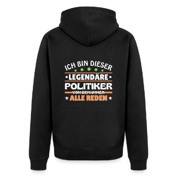 Je suis ce politicien légendaire - Veste à capuche bio Premium Unisexe - noir - Dos - Nico (187cm)
