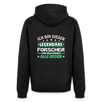 Ich bin dieser legendäre Forscher - Unisex Premium Bio Zip Hoodie - Schwarz - Hinten - Nico (187cm)