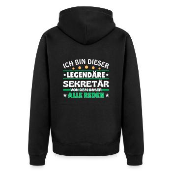 Ich bin dieser legendäre Sekretär - Unisex Premium Bio Zip Hoodie - Schwarz - Hinten - Nico (187cm)