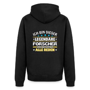 Ich bin dieser legendäre Forscher - Unisex Premium Bio Zip Hoodie - Schwarz - Hinten - Nico (187cm)