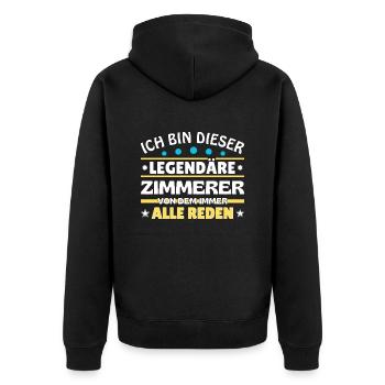 Je suis ce charpentier légendaire - Veste à capuche bio Premium Unisexe - noir - Dos - Nico (187cm)