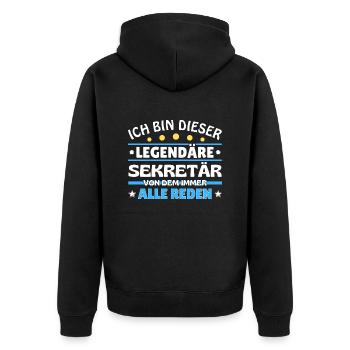Ich bin dieser legendäre - - Unisex Premium Bio Zip Hoodie - Schwarz - Hinten - Nico (187cm)