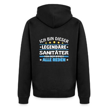 Ich bin dieser legendäre - - Unisex Premium Bio Zip Hoodie - Schwarz - Hinten - Nico (187cm)