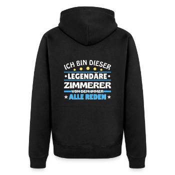 Ich bin dieser legendäre Putzkraft - Unisex Premium Bio Zip Hoodie - Schwarz - Hinten - Nico (187cm)
