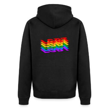 LGBT-Personen - Unisex Premium Bio Zip Hoodie - Schwarz - Hinten - Nico (187cm)