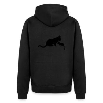 Mama Katze Kitten Silhouette - Unisex Premium Bio Zip Hoodie - Schwarz - Hinten - Nico (187cm)
