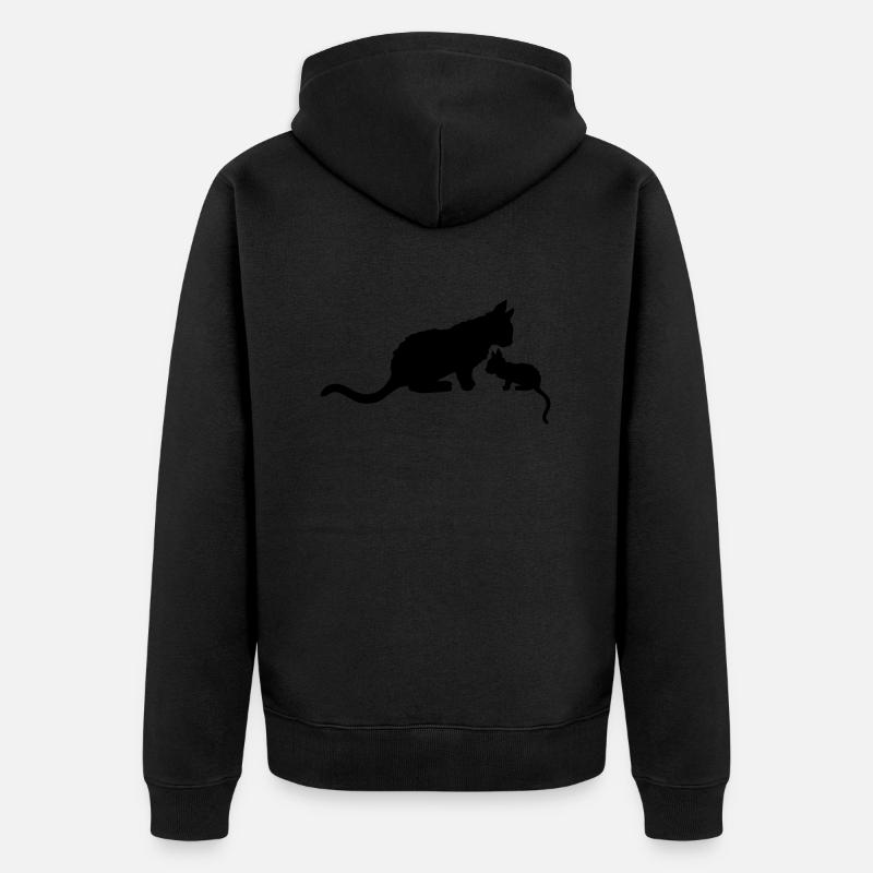Mama Cat Chat Silhouette - Veste à capuche bio Premium Unisexe - noir