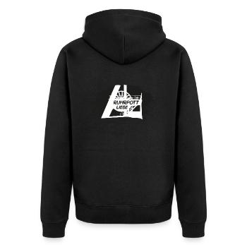 Ruhrpottliebe schlägt in meiner Brust - Unisex Premium Bio Zip Hoodie - Schwarz - Hinten - Nico (187cm)