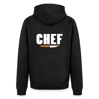 Awesome CHEF Cooking Designs T-Shirt Present Gift - Unisex Premium Bio Zip Hoodie - Schwarz - Hinten - Nico (187cm)