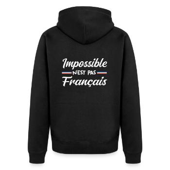 Impossible n est pas francais - Veste à capuche bio Premium Unisexe - noir - Dos - Nico (187cm)